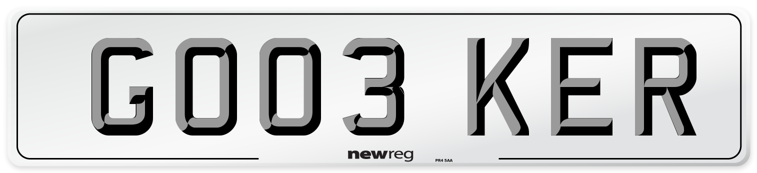 GO03 KER Number Plate from New Reg